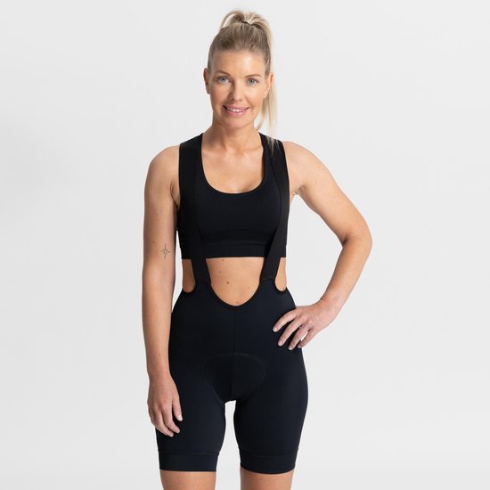 Rogelli Ultracing 2.0 Korte Fietsbroek - Met Bretels - Dames - Zwart - Maat XL