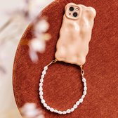 Étui Casies Bubbly adapté pour Apple iPhone 13 Pro Max avec cordon - étui de téléphone avec cordon perlé - Oranje - Étui avec cordon
