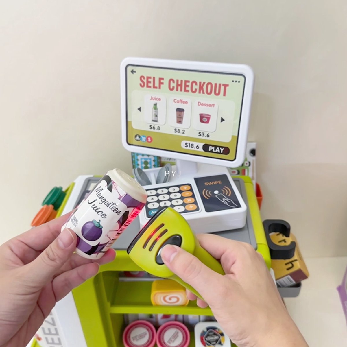 OODBLUE Speelgoed Kassa – Interactieve Supermarkt Speelset met Scanner, Speelgeld & 46 Accessoires voor Kinderen — afbeelding 5