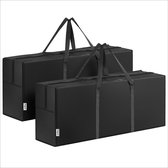 JEMIDI 2 x opbergtas voor kussens - 125 x 30 x 50 cm - Waterafstotend - Met rits en handvat - Kussentas - Opbergzak voor kussens - 100 % PEVA - Zwart
