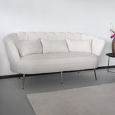 Bol.com Zitbank Belle 3 zits teddy wit bankstel 180cm stof bankstel incl. 3 kussens bank zetel aanbieding