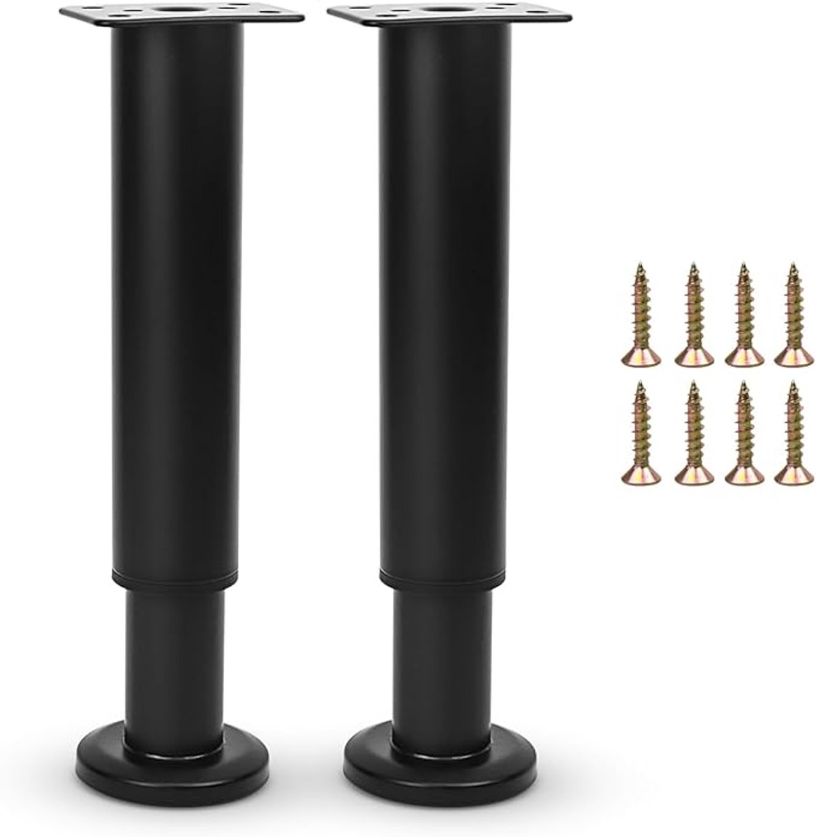 Famanu - Meubels verstelbare poten, metalen bedsteun beenvervanging centraal lattenframe banksteun beendelen intrekbare zwaar belastbare meubelvoet voor bank/dressoir/tafel/kast 18-32 cm (2 stuks zwart)