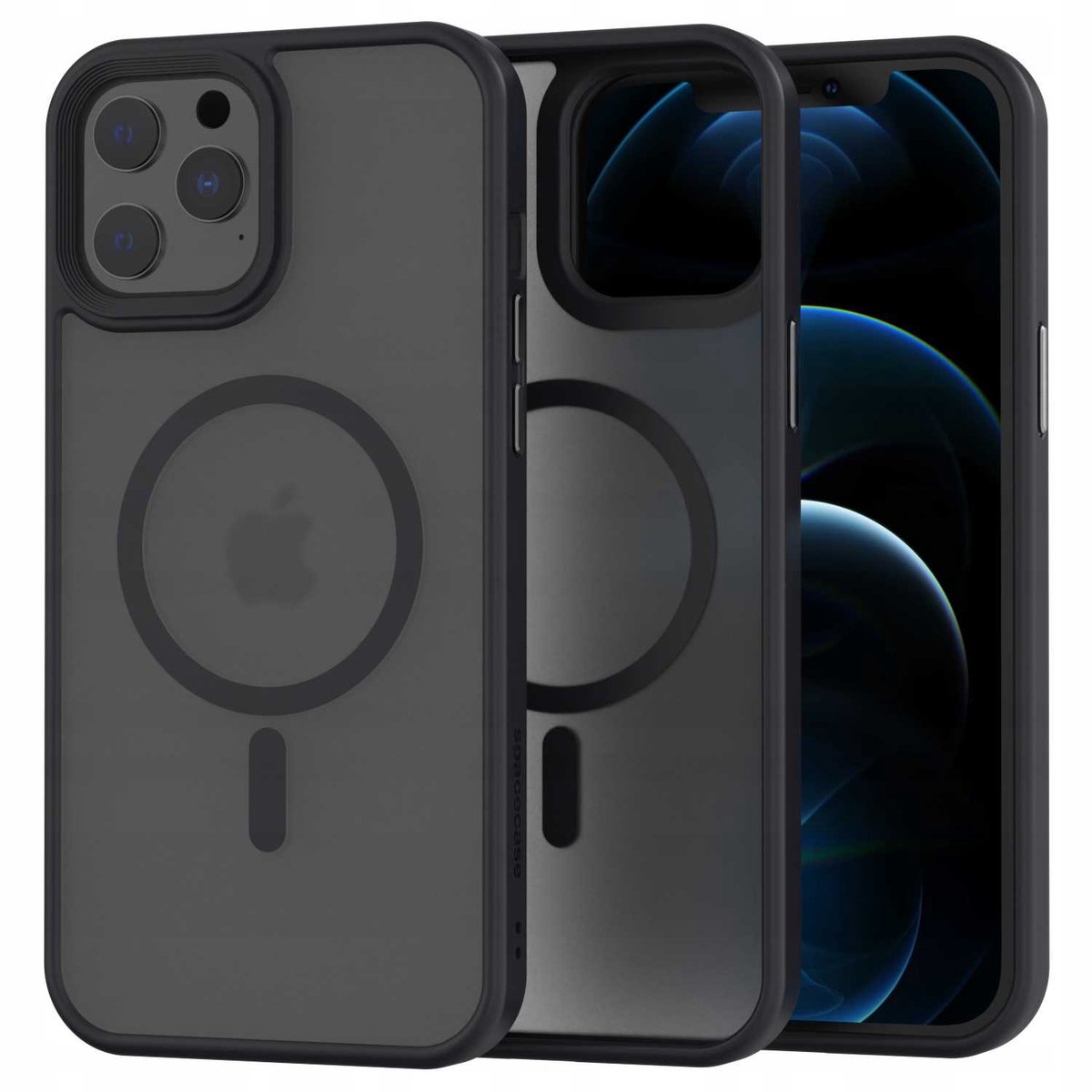 Spacecase Case Hybride Mag Cover Voor Iphone 12 Pro Max Zwart