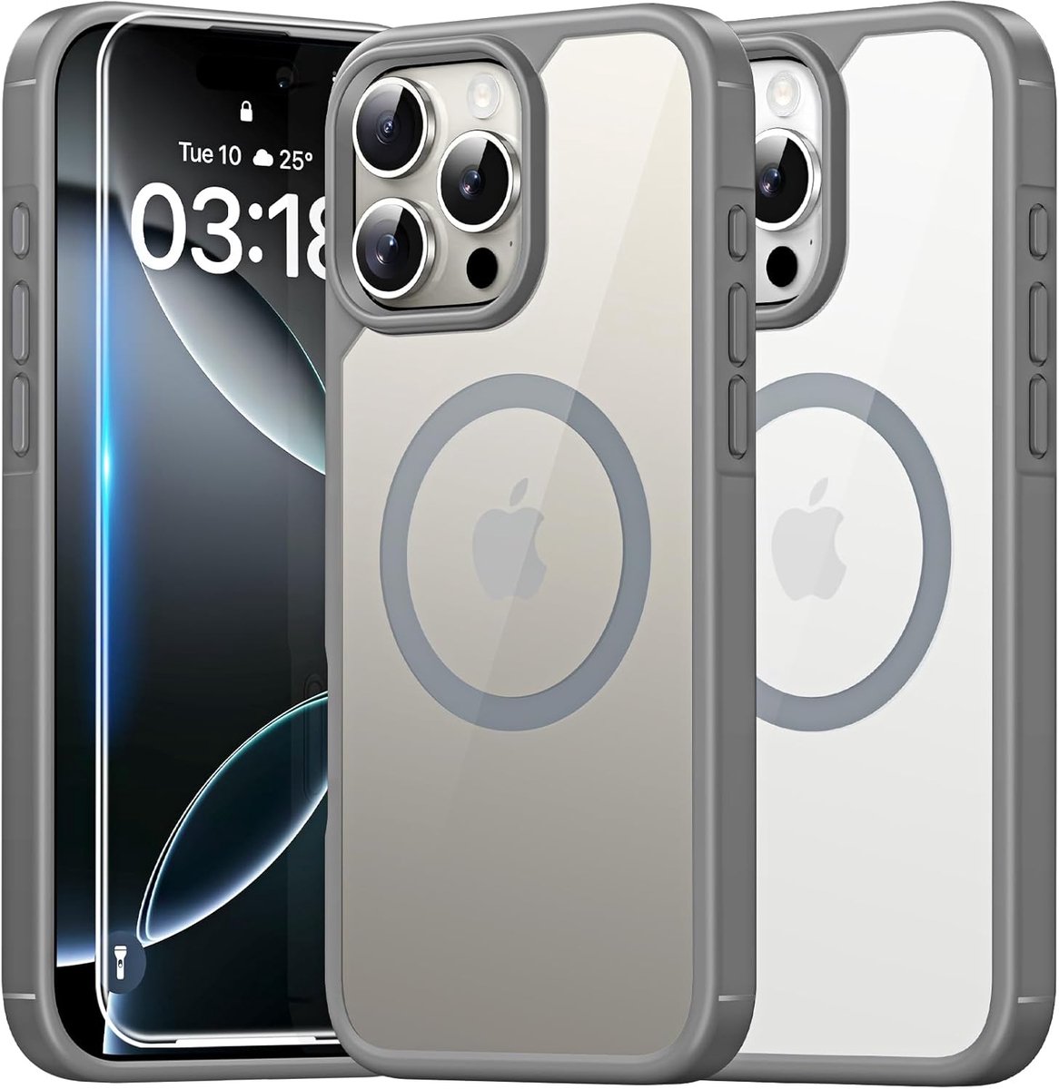 Zandarix Geschikt voor Apple iPhone 16 - Geschikt voor Mag - Back Cover Hoesje - 2 Screen Protector - Zwart