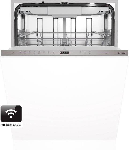 ETNA VW342HCP - Inbouw vaatwasser 60 cm - Zilvergrijs - ConnectLife - 16 couverts - Flexibele besteklade - 7 programma’s - Nachtprogramma