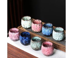 Simple Solutions Set van 4 Koffiekopjes Groot - Keramiek - Koffiebeker 250 ml - Zonder Oor - Uniek Design - Levendige Kleuren - Mooi Cadeau voor Man en Vrouw