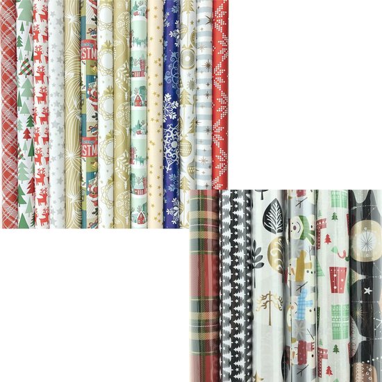 XXL Kerstmis cadeaupapier - Kerstpapier inpakpapier voor Kerst - diversen afmetingen - 12 rollen