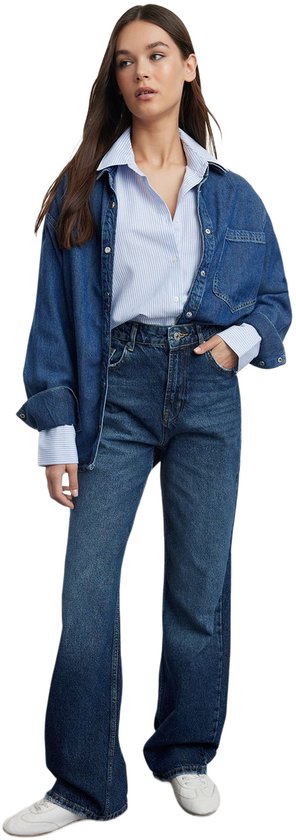 Dames Hoge Taille Wijde Pijpen Denim Jeans - Lichtblauw Casual - Perfect voor Dagelijks Gebruik