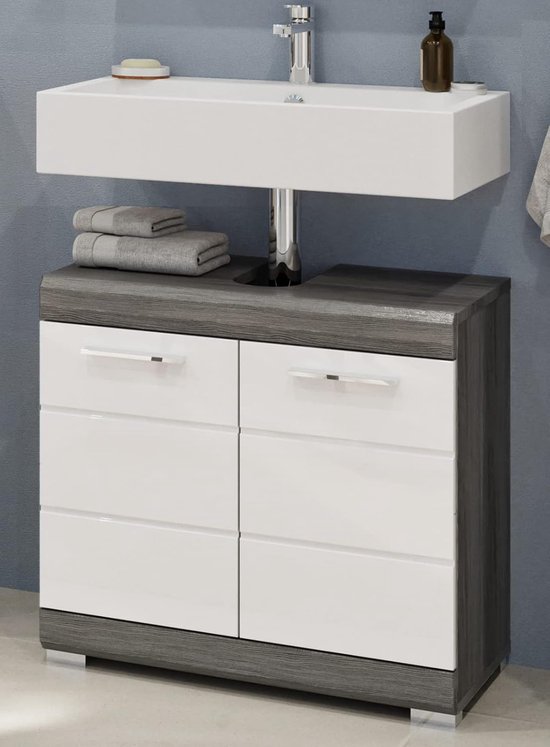 Linie Lado Staand Badmeubel 80 X 46 Cm Mat Zwart Met Baro Enkele Wastafel In Porselein 90644 70998