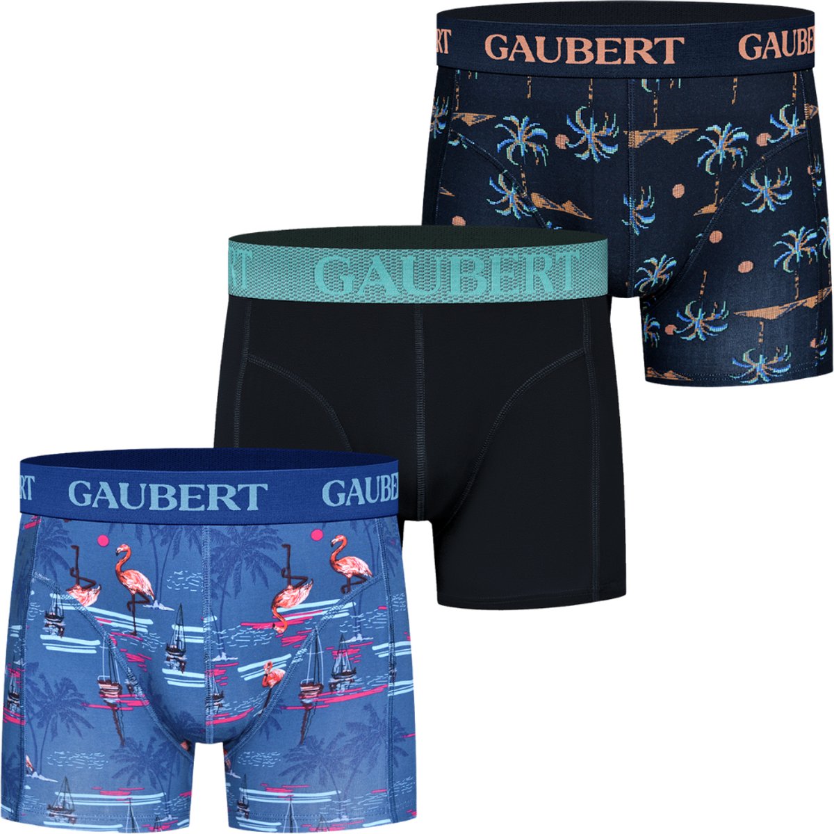 Bamboe Boxershorts Heren | Maat L | Gaubert | Trendy Felle Kleuren | 3 Stuks | Vis en Huizen