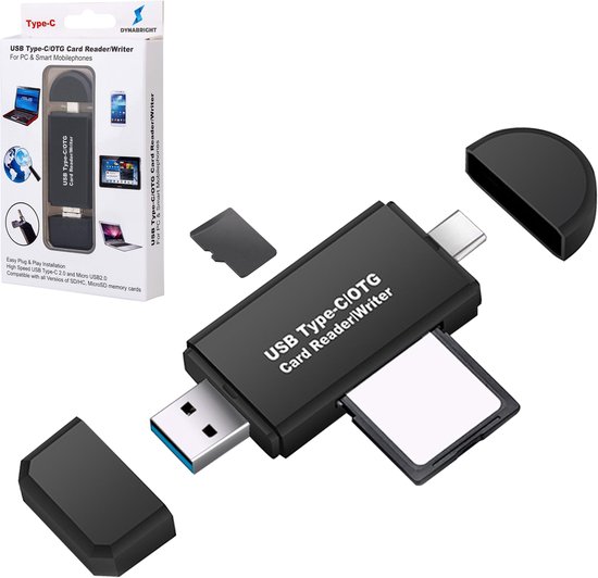 Lecteur de carte SD DynaBright USB C - Lecteur de carte USB 3.0 - Lecteur de carte carte SD - Lecteur de carte mémoire - Lecteur de carte Micro SD - Lecteur de carte USB