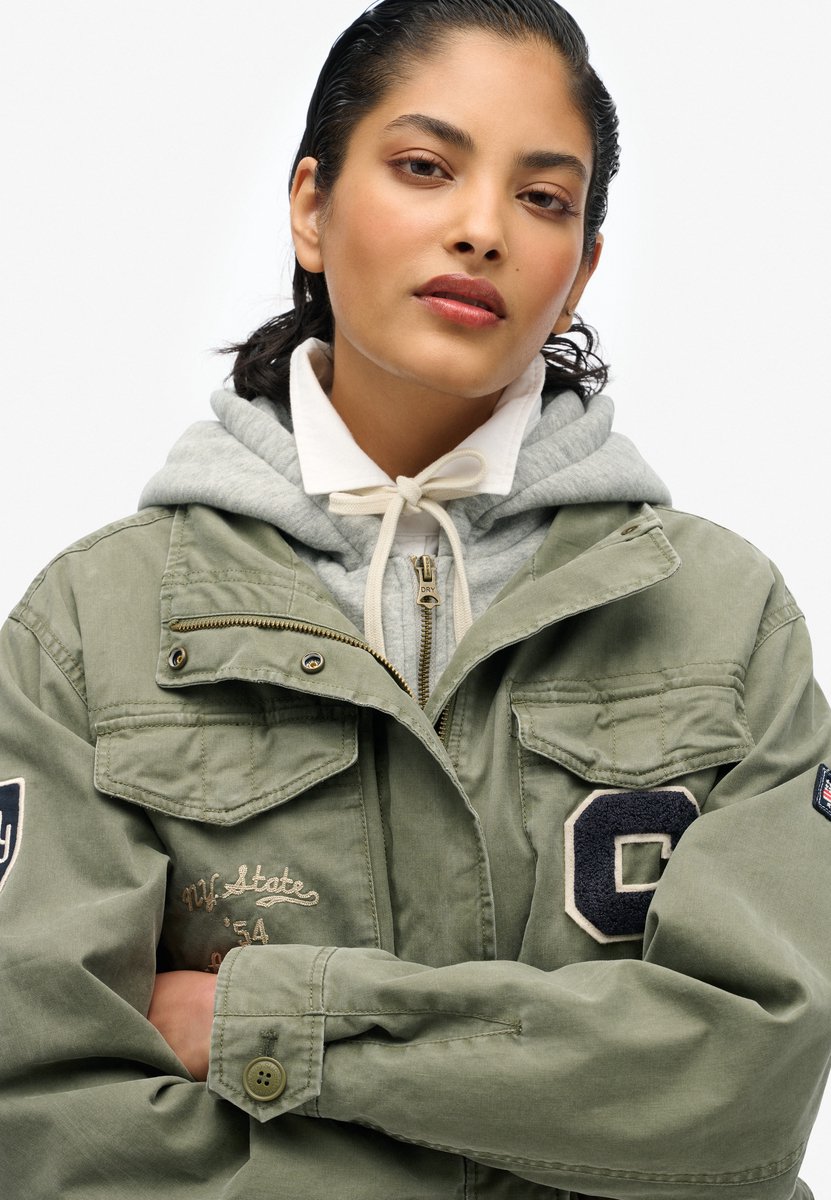 Superdry Military jas van jersey met capuchon en borduursel Dames Buitenjassen Groen