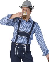 Boeren Tirol & Oktoberfest Kostuum | Blauw Geruite Gunther Tirol Blouse Man | Maat 56-58 | Bierfeest | Verkleedkleding