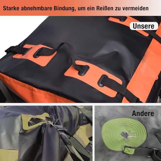 Dakkoffer voor trekhaak 425 liter - Waterdicht, Scheurvast en Opvouwbaar — afbeelding 4