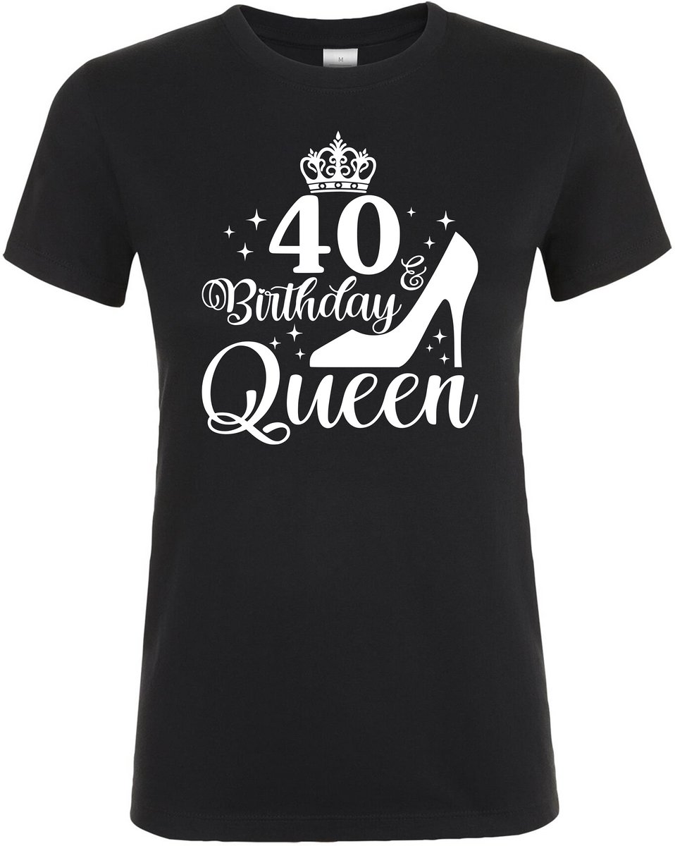 40 Birthday Queen T-shirt - Dames T-shirt - Verjaardag en feest cadeau - Cadeau tip - 40 jaar cadeau - 40 jaar - T-shirt - 1985 - Heren - Vader Cadeau - Mama - Maat M