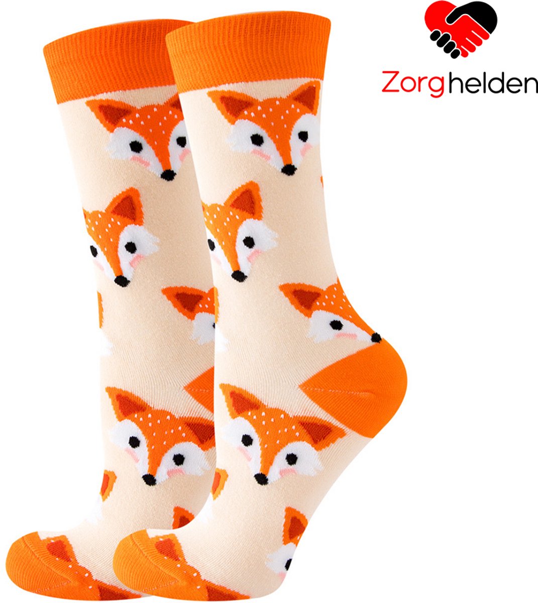 Zorghelden® Verpleegkundige sokken "Orange fox" - Zuster sokken - Verpleegkundige cadeau - Verpleegkundige accessoires - Medische sokken - Nurse sokken