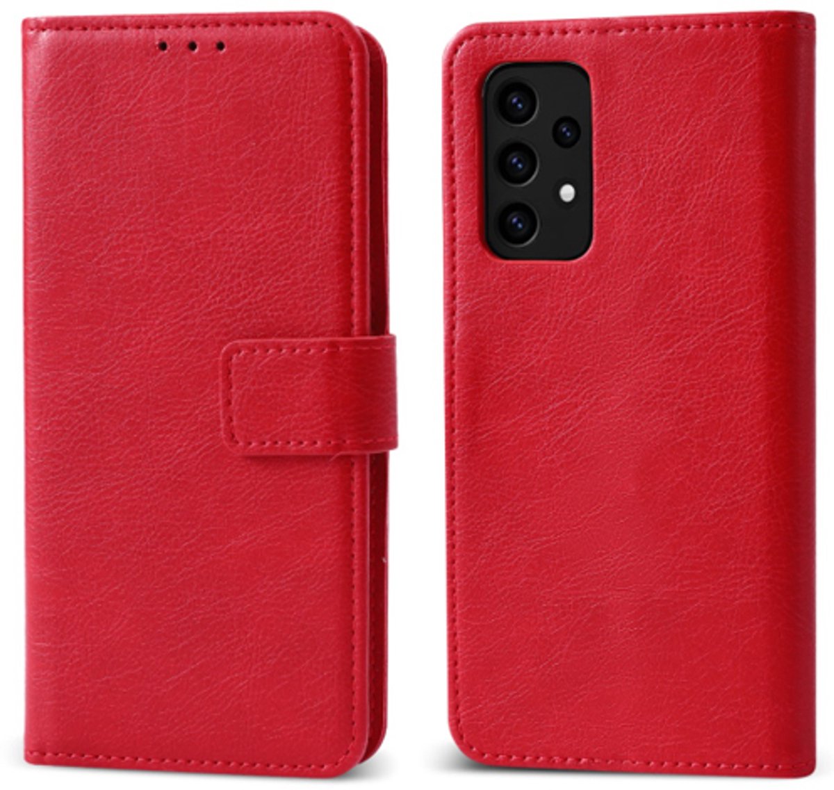 Geschikt voor Samsung A56 5G - Fab Book Case - Rood - Telefoonhoesje - Ruimte voor 3 pasjes