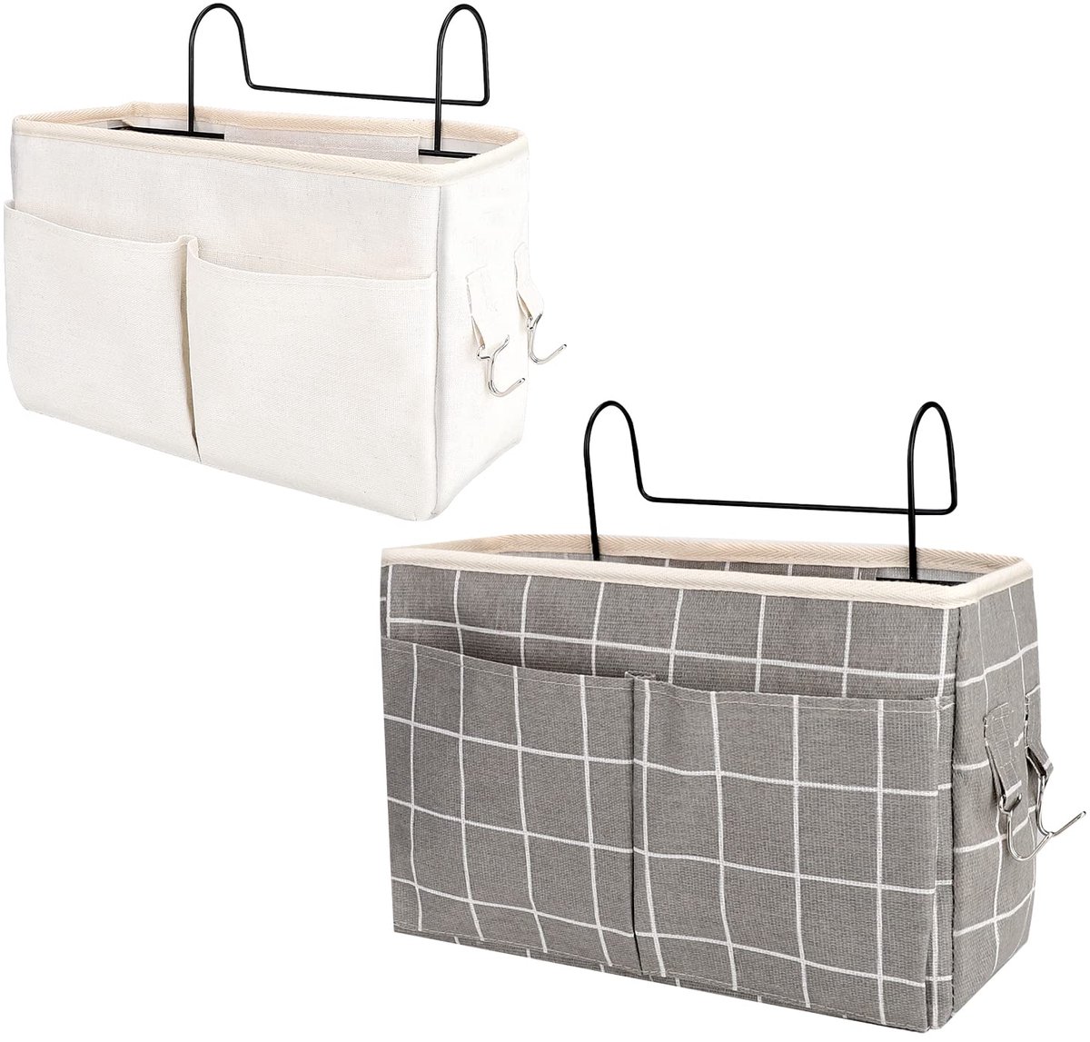 My Ninki ® Handige Bedside Opbergtas met Meerdere Vakken voor Boek, Snacks en Meer - Set van 2