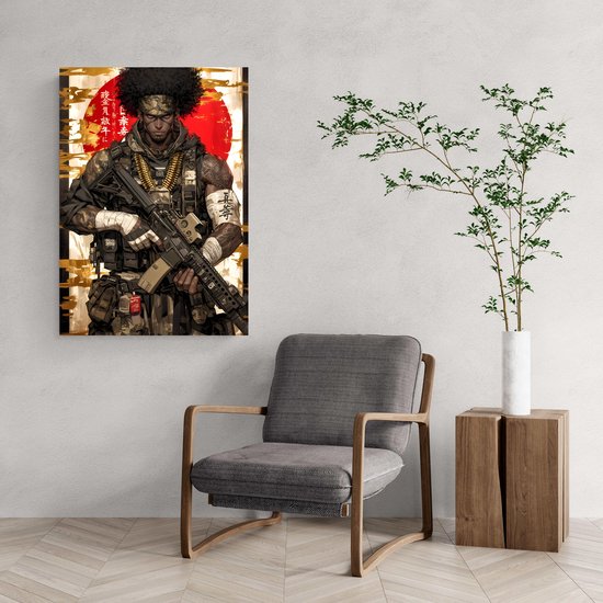 Afro-américain Poster | Soldat Poster | Affiche unique | Affiche moderne | Sciences|Affiche Fi | Affiche Action | 60x90cm | 3310MT | DIBOND 3mm | Plaque d'aluminium | Panneau mural en métal
