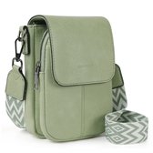 Sac bandoulière TAN.TOMI - Sac bandoulière - Sac à main - Sac pour téléphone portable - Grande capacité - Sac bandoulière en cuir PU avec portefeuille - Bandoulière large réglable et amovible - Vert clair