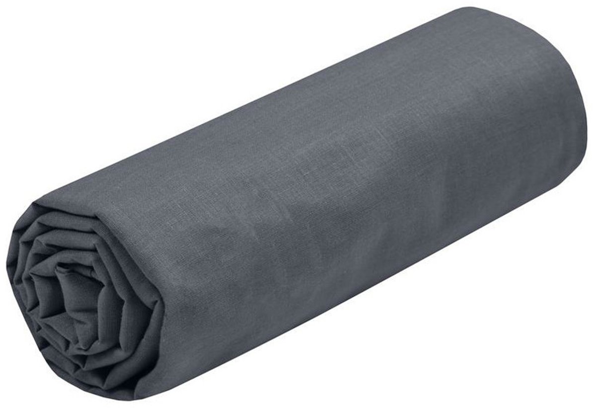 Stof Textiles Hoeslaken Eden - 2-persoons - 180 x 200 cm - donkergrijs - hotelkwaliteit - ademend katoen - 30 cm matrasdikte