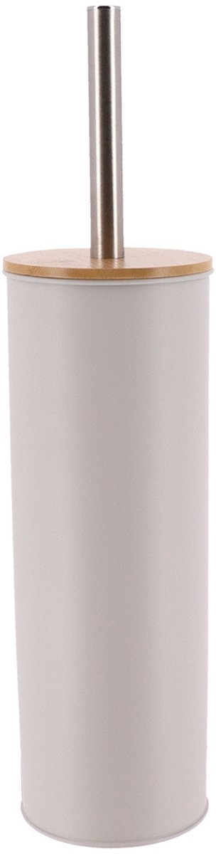 Tendance Toilet/badkamer toiletborstel met houder - Bamboo Vibe - lichtgrijs - D10 x H40 cm