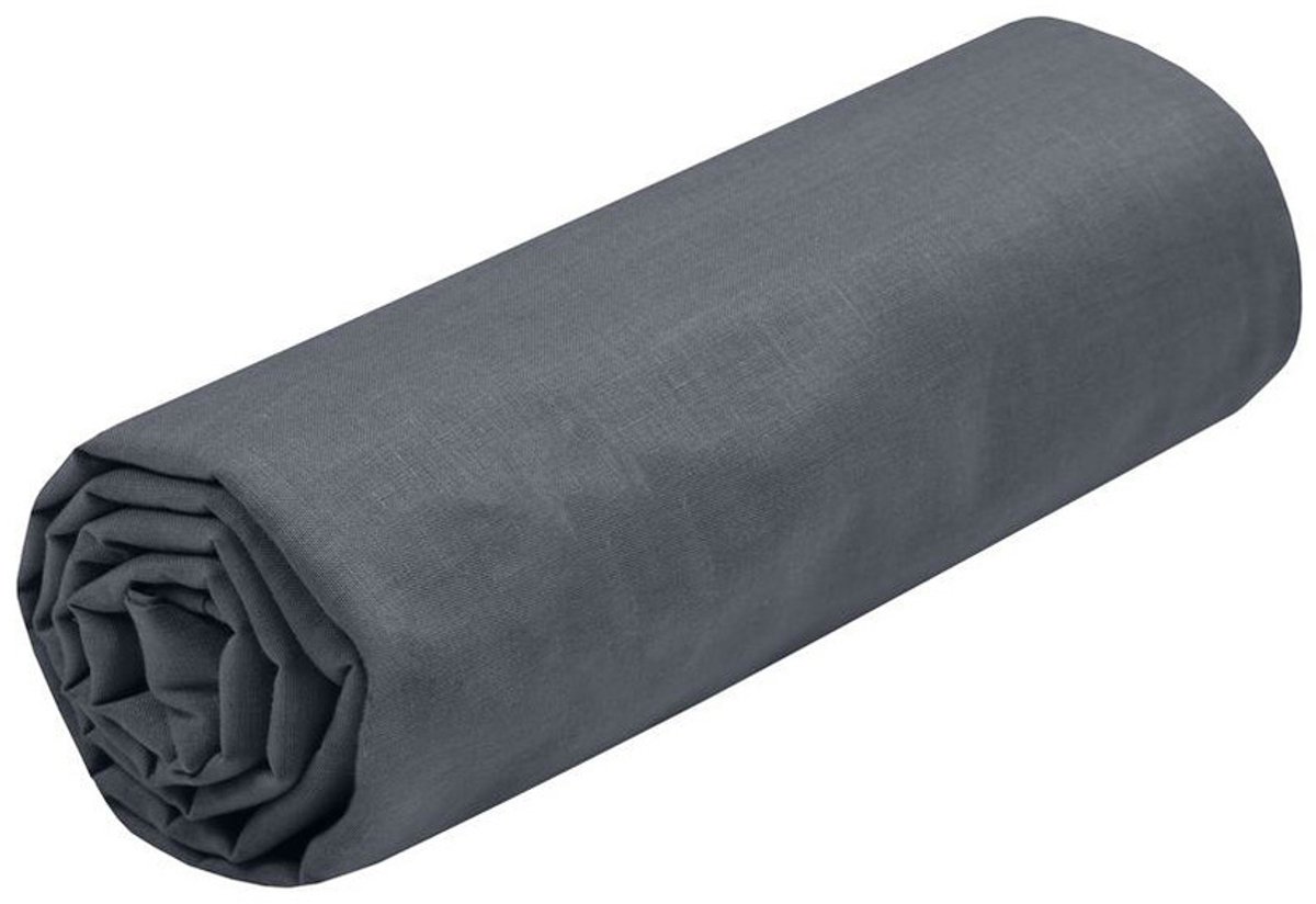 Stof Textiles Hoeslaken Eden - 2-persoons - 160 x 200 cm - donkergrijs - hotelkwaliteit - ademend katoen - 30 cm matrasdikte