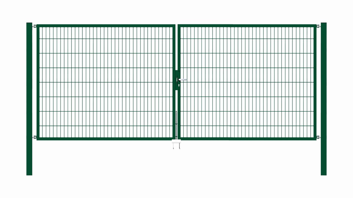 Alberts 649142 Dubbele poort Flexo met toebehoren, groen, breedte 400 cm, hoogte 160 cm
