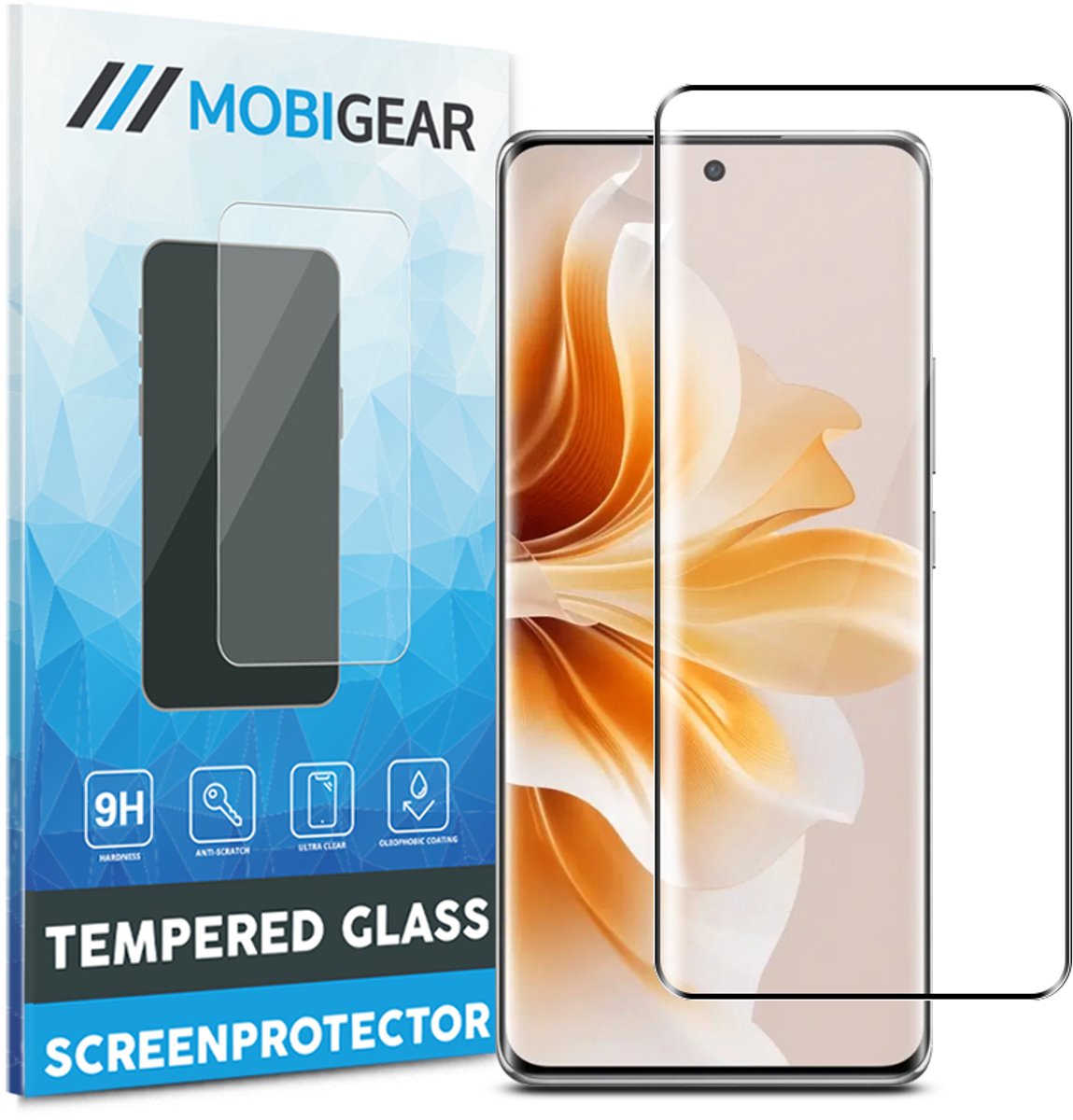 Mobigear Screenprotector geschikt voor OPPO Reno 12 Glazen | Mobigear Premium Screenprotector - Case Friendly