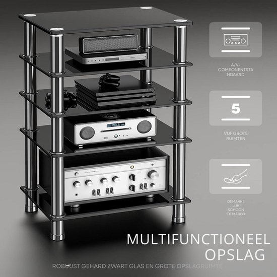 Stijlvol Audio Rack Met 5 Lagen - Gehard Glas TV Meubel & AV Plank ...