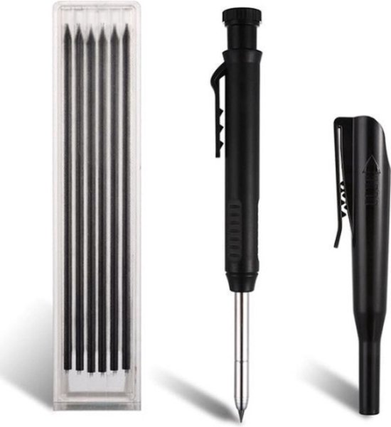 1 timmermanspotlood met 6 navullingen, bouwstiften, duurzame potloden