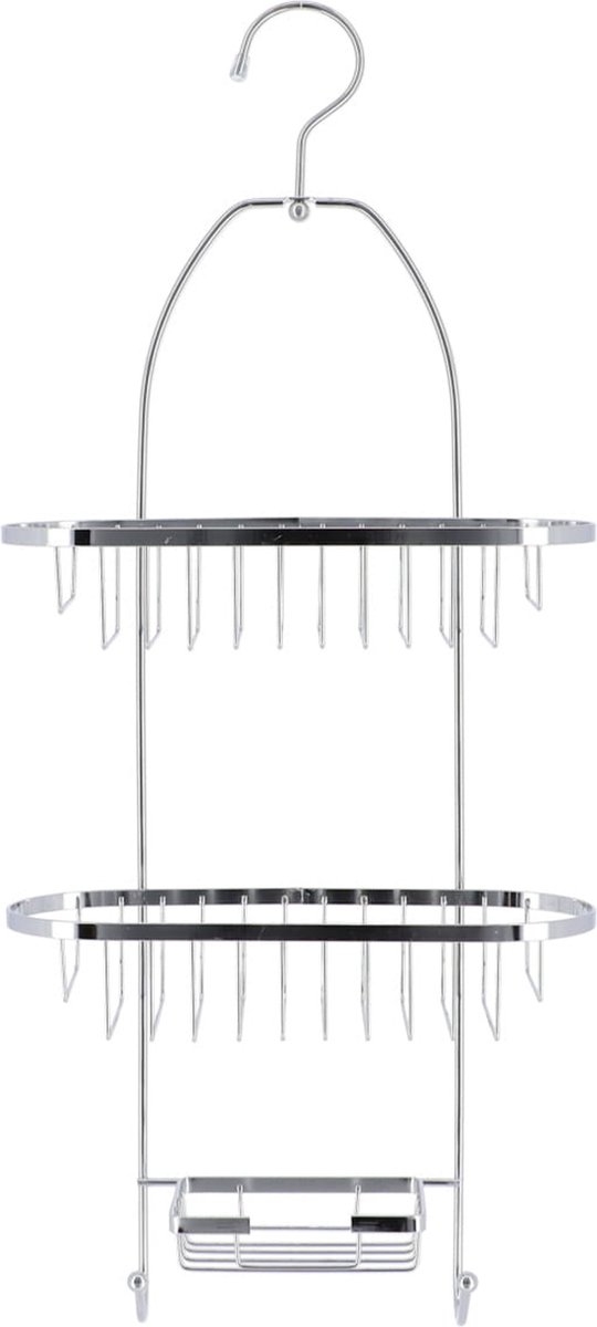Tendance Hangend Doucherekje met zeep bakje - zilver - 3-laags - 26 x 63 cm - metaal - zonder boren