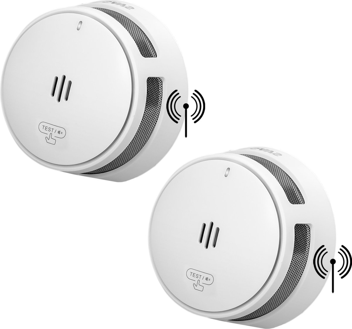 SAVS S10-W Draadloos koppelbare rookmelder - 2 Rookmelders - LinkSmart® - 10 jaar batterij - Optioneel WiFi - Infrarood sensor - Koppelbaar brandalarm