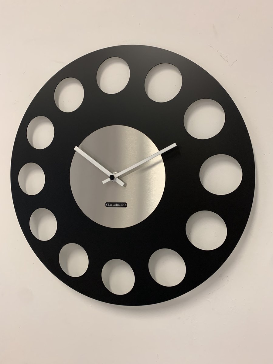 ChantalBrandO Wandklok MARAVAL Black & Silver XL Modern Design