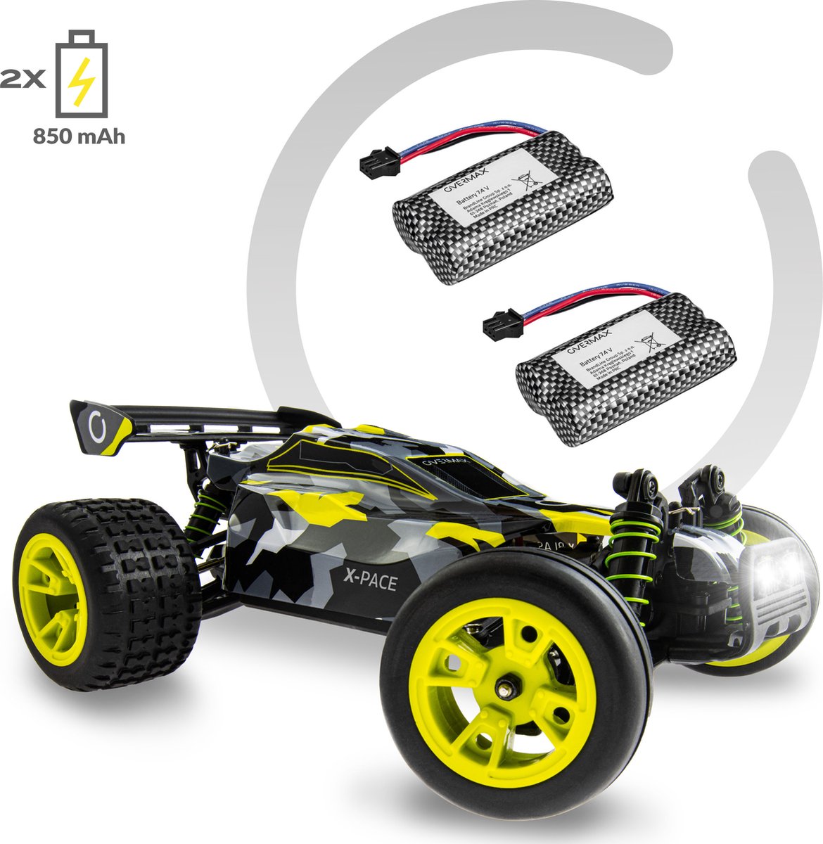 Overmax X-Pace - Bestuurbare Auto - 2 accu’s - 30 km/u - 4x4 - 1:18 - Bereik 100m - Onafhankelijke vering - LED’s - Offroad RC Auto Volwassenen & Kinderen - Afstandsbestuurbare Auto voor Buiten — afbeelding 2