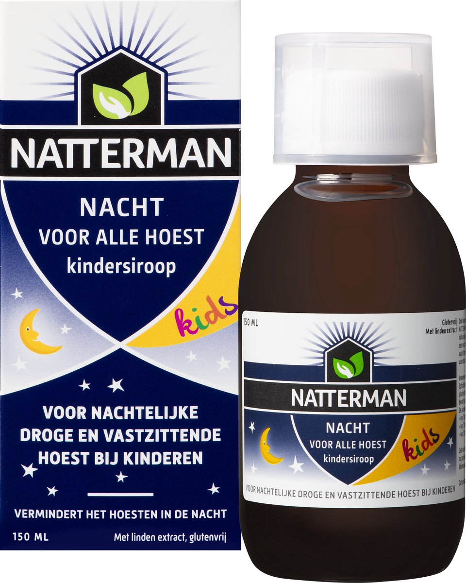 Goedkoopste Natterman Nacht Voor Alle Hoest Kindersiroop - Voor nachtelijke droge en vastzittende hoest bij kinderen - Vermindert het hoesten in de nacht - Hoestdrank - Vanaf 1 jaar - Medisch hulpmiddel - 150 ml