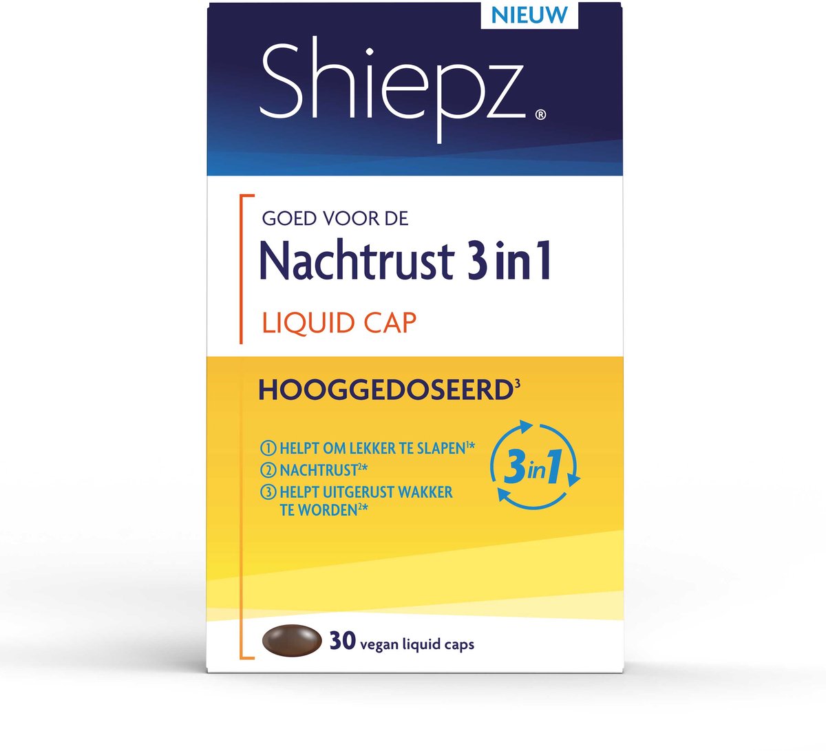 Goedkoopste Shiepz Nachtrust 3 in 1 Hooggedoseerd - Slaapformule die op 3 manieren de slaap ondersteunt - 30 vegan liquid caps