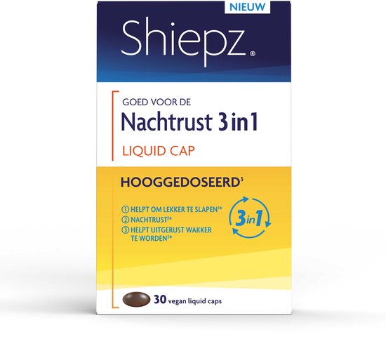 Doos Shiepz Nachtrust 3 in 1 Hooggedoseerd liquid cap met vegan liquid caps.