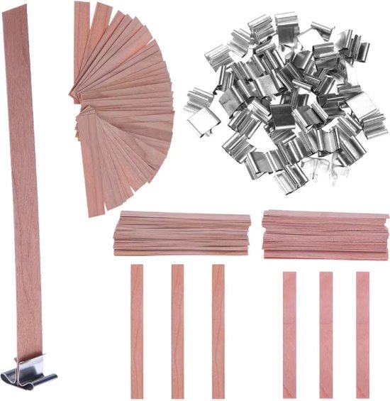 UIHOL Set van 200 doe-het-zelf kaarslonten, 400 ml roestvrijstalen smeltpot, 1 lepel, 2 metalen kaarslonten vaste houders 5 houten kaarslonthouders, 240 kaarslontstickers