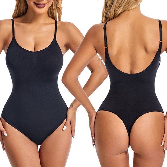 Somstyle Corrigerende Body - Maat XL - String Naadloos - Ontzichtbare Bodysuit - Corrigerend Ondergoed Vrouwen - Zwart