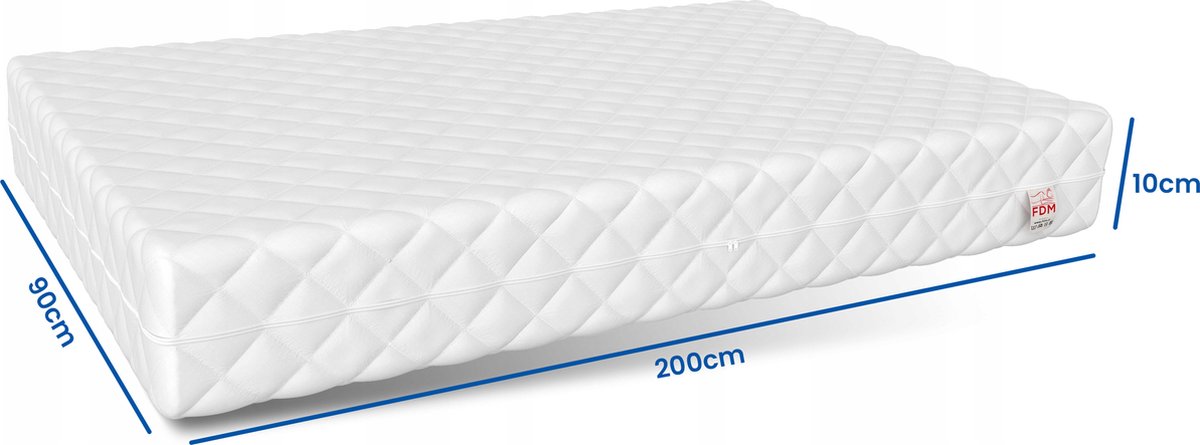 Matras - 200x90x8 cm - Wit Koudschuim - Met Antiallergische Kokoslaag en Wasbare Hoes