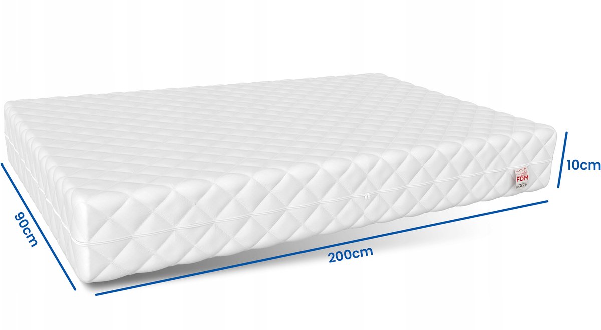 Viking Choice Matras - 200x90x8 cm - Wit Koudschuim - Met Antiallergische Kokoslaag en Wasbare Hoes