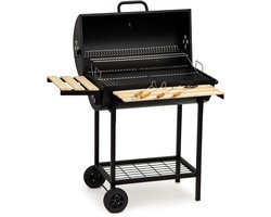 Barbecue met deksel en warmhoud rek - Zwarte metalen BBQ met thermostaat - 104x68x111 cm