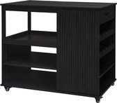 Bol.com sweeek - Keukentrolley met flessenrekken batz 5 planken met wieltjes 100 x 60 x 89 cm aanbieding
