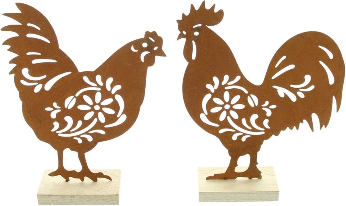 Dream-Living decoratie kip met hen 15x20 cm 14x20cm