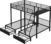 Bol.com Merax 3-Persoons Metalen Stapelbed – Omvormbaar tot 1 Tweepersoonsbed 140x200 cm en 2 Eenpersoonsbedden 90x200 cm – met ... aanbieding