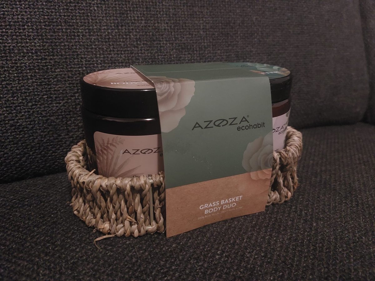 Azoza Ecohabit Beauty Cadeauset - 2-delige Lichaamsverzorging Geschenkset in Mandje | Body Scrub en Body Butter - Beautycadeau