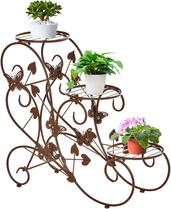 Support à Plantes 4 Niveaux Outsunny - Étagère Métallique Pour Intérieur/extérieur, Balcon Ou Jardin