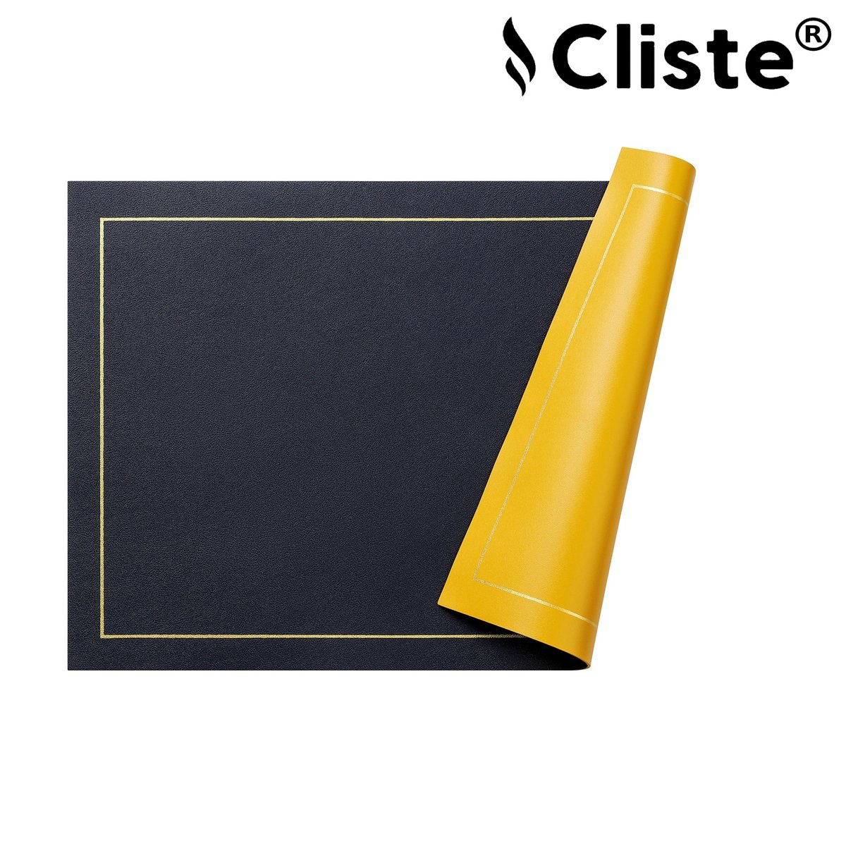 Cliste Luxe Dubbelzijdige Lederlook Placemats Set van 6 - Blauw en Geel - 45x30 cm - Antislip Placemat van Kunstleer - Onderzetter - Placemats — cadeau in Wonen & Interieur - foto 6