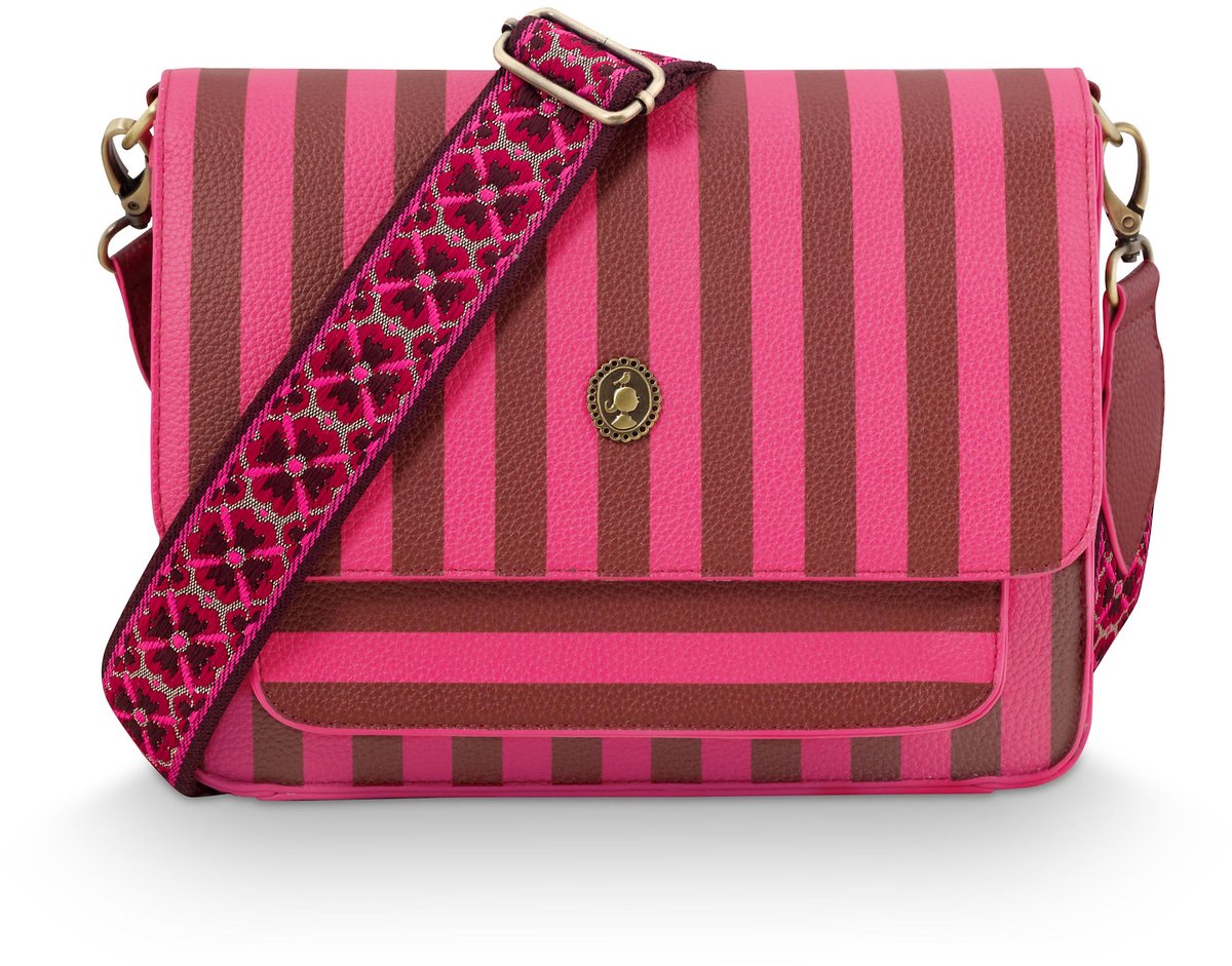 Pip Studio - Fenna Crossbody tas dames - Schoudertas - Roze - Gestreept - 25x7x20cm